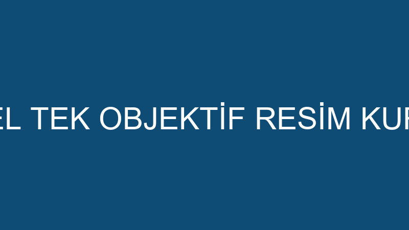 ÖZEL TEK OBJEKTİF RESİM KURSU