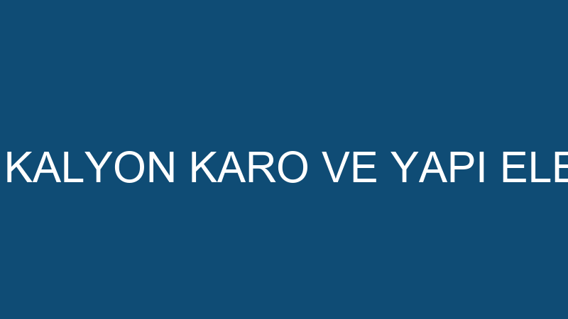 KALYON KARO - KALYON KARO VE YAPI ELEMANLARI SAN.T