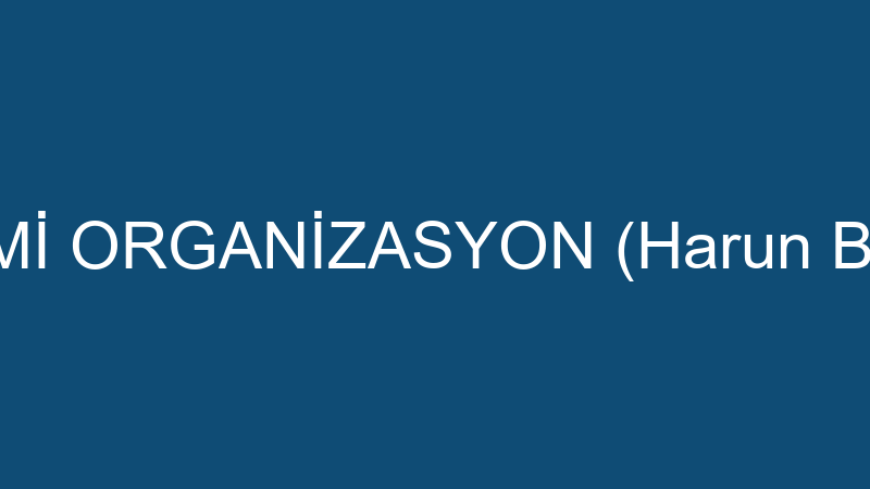 İSLAMİ ORGANİZASYON (Harun Beyaz)