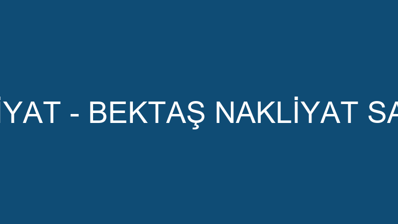 BEKTAŞ NAKLİYAT - BEKTAŞ NAKLİYAT SAN. VE TİC.A.Ş.
