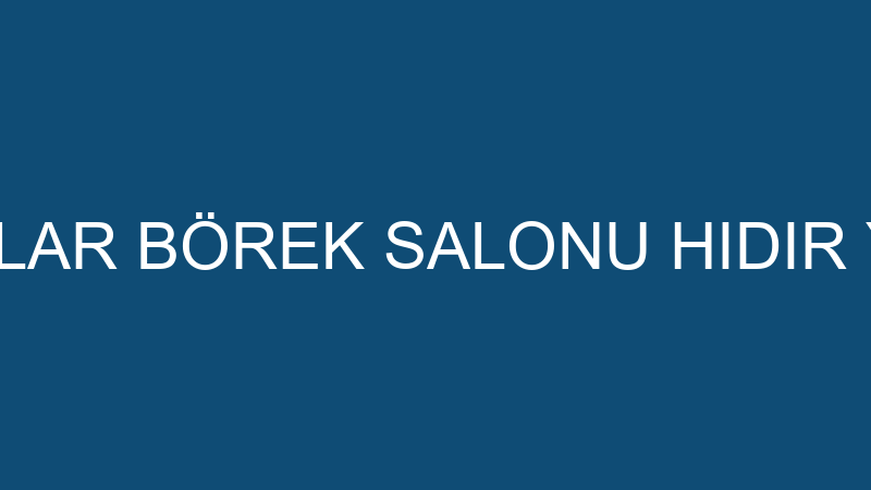 DOSTLAR BÖREK SALONU HIDIR YAŞİN