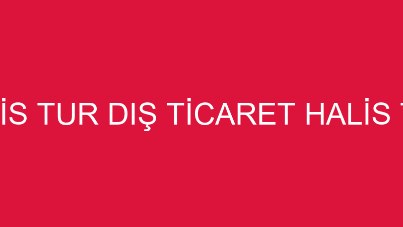 HALİS TUR DIŞ TİCARET HALİS TUR