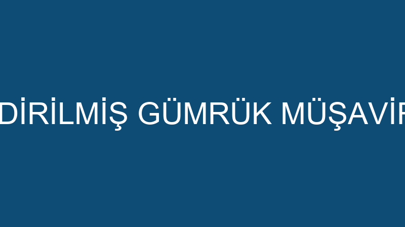 USTA YETKİLENDİRİLMİŞ GÜMRÜK MÜŞAVİRLİĞİ ANONİM Şİ