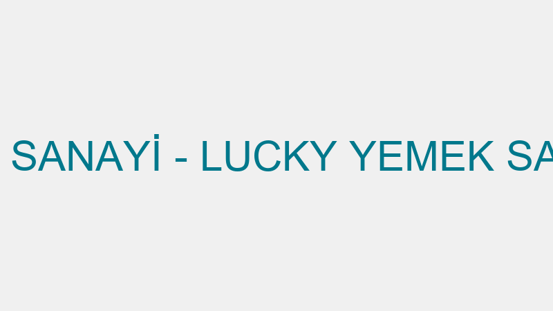 LUCKY YEMEK SANAYİ - LUCKY YEMEK SAN.TİC.LTD.ŞTİ.