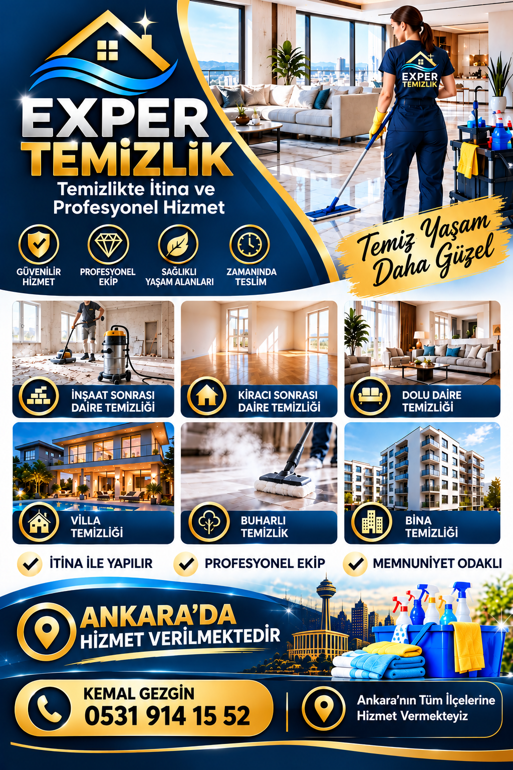 Profesyonel inşaat sonrası temizlik, kiracı sonrası temizliği,dolu daire temizliği  - Exper Temi̇zli̇k  - Ankara 