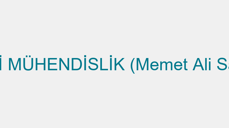 Mali̇ Mühendi̇sli̇k (Memet Ali̇ Sayın)