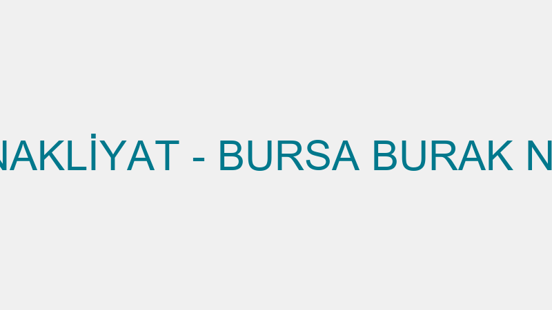 Bursa Burak Nakli̇yat - Bursa Burak Nakli̇yat Ltd.şt